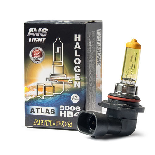 Галогенная лампа AVS ATLAS ANTI-FOG/BOX желтый HB4/9006,12V.55W