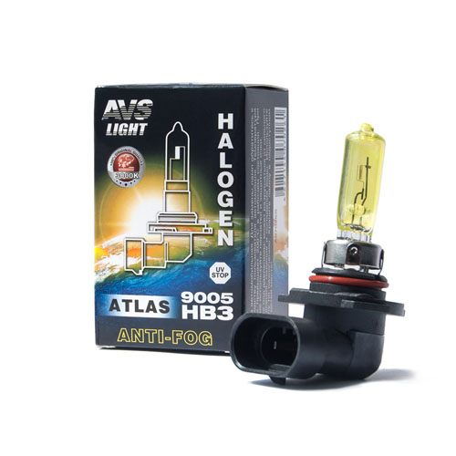 Галогенная лампа AVS ATLAS ANTI-FOG/BOX желтый HB3/9005,12V.55W
